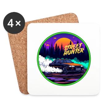 Street Hunter Retro Outrun JDM Streetwear - Untersetzer (4er-Set) - Weiß - Vorne