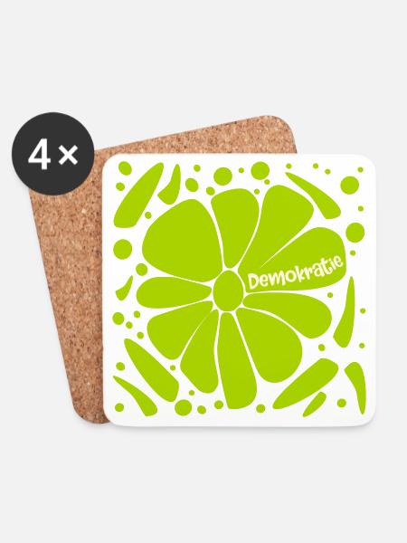 Blumen Demokratie - Untersetzer (4er-Set) - Weiß