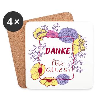Danke für Alles - Untersetzer (4er-Set) - Weiß - Vorne