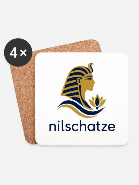 Nilschätze Pharao Profil Logo - Untersetzer (4er-Set) - Weiß