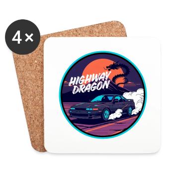 Highway Dragon Tokyo Leistung - Untersetzer (4er-Set) - Weiß - Vorne