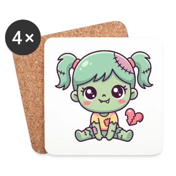 Süßes Zombie-Baby mit Nähten und gebrochenem Herzen - Untersetzer (4er-Set) - Weiß - Vorne