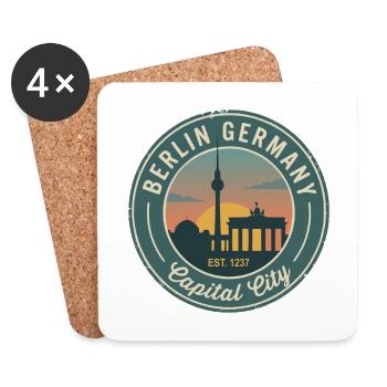 Vintage-Berliner Deutschland-Abzeichen - Untersetzer (4er-Set) - Weiß - Vorne