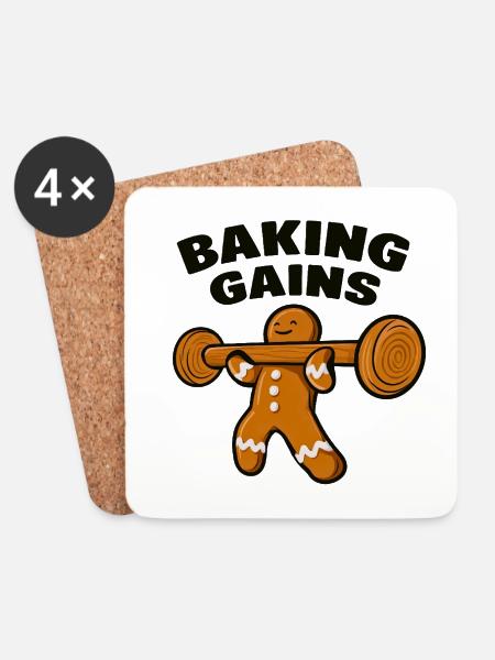Baking Gains: Ginger Krafttraining - Untersetzer (4er-Set) - Weiß