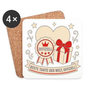 Beste Tante der Welt Offiziell Geschenk Shirt - Untersetzer (4er-Set) - Weiß - Vorne