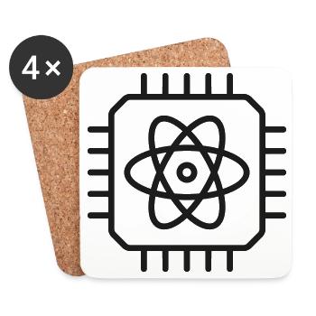 KI-Quantencomputing-Mikrochip-Liniensymbol - Untersetzer (4er-Set) - Weiß - Vorne