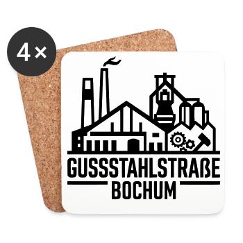Gussstahlstraße Bochum Ruhrpott Industrie T-Shirt - Untersetzer (4er-Set) - Weiß - Vorne