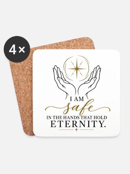 Sicher in Gottes Hand - Untersetzer (4er-Set) - Weiß