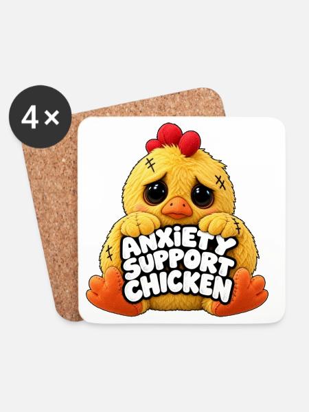 Angsthilfe Huhn Motiv - Untersetzer (4er-Set) - Weiß