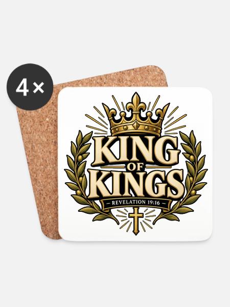 Jesus, König der Könige - Untersetzer (4er-Set) - Weiß