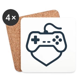 Retro Controller Silhouette – Clean Gamer-Shirt - Untersetzer (4er-Set) - Weiß - Vorne