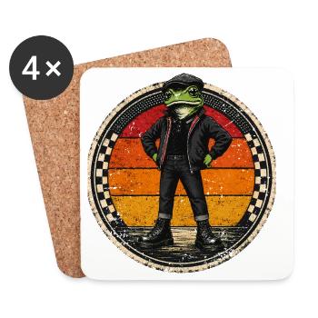  Vintage Frosch, Ska-Reggae Rock-Music Ska-Punk, - Untersetzer (4er-Set) - Weiß - Vorne