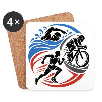 Triathlon – Schwimmen Radfahren Laufen - Untersetzer (4er-Set) - Weiß - Vorne