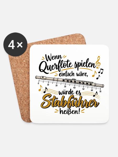 Querflöte Witz Stabführer heißt - Untersetzer (4er-Set) - Weiß