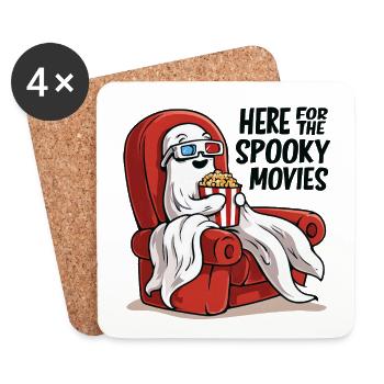Popcorn Ghost: Spooky Movie Night - Untersetzer (4er-Set) - Weiß - Vorne