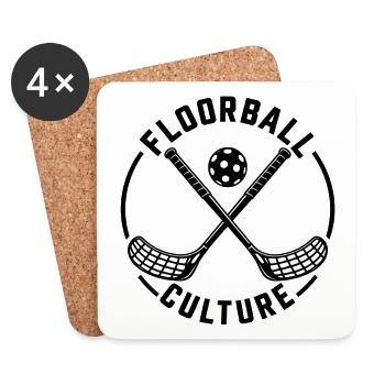 Floorball Kreuzende Schläger Silhouette - Untersetzer (4er-Set) - Weiß - Vorne