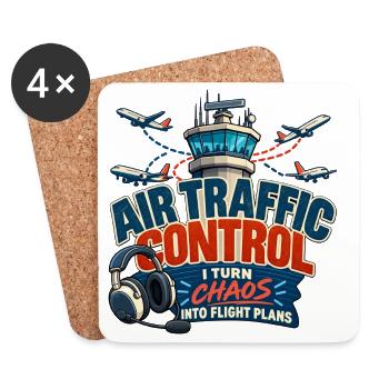 Lustiges Luftverkehrskontroll-Luftfahrtdesign - Untersetzer (4er-Set) - Weiß - Vorne