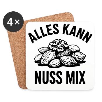 Alles Kann Nuss Mix Für Nussliebhaber - Untersetzer (4er-Set) - Weiß - Vorne