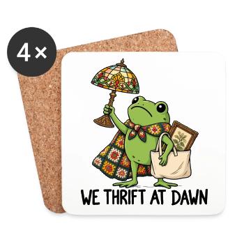 Frosch im Handarbeits-Chic - Untersetzer (4er-Set) - Weiß - Vorne
