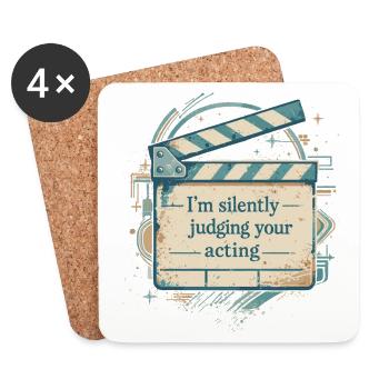 Silently Judging Your Acting - Vintage Regie - Untersetzer (4er-Set) - Weiß - Vorne