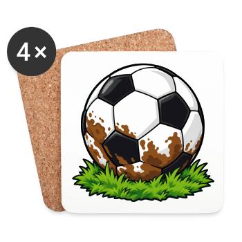 Schlammiger Fußball - Untersetzer (4er-Set) - Weiß - Vorne