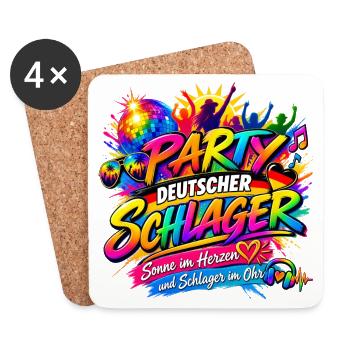 Deutscher Schlager , Schlager Party - Untersetzer (4er-Set) - Weiß - Vorne