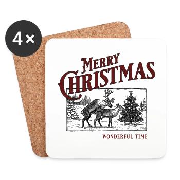 Merry Christmas - Besinnliche Rentier Liebe - Untersetzer (4er-Set) - Weiß - Vorne