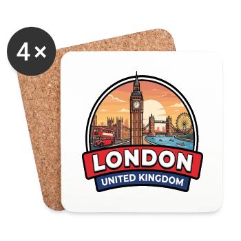 London UK Reiseabzeichen Big Ben Tower Bridge Geschenk - Untersetzer (4er-Set) - Weiß - Vorne