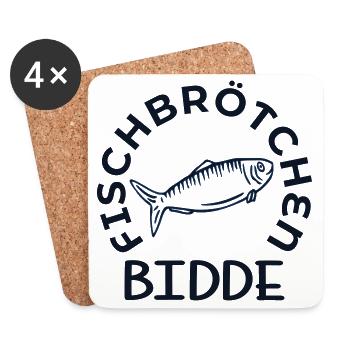 Hamburg Fischbrötchen Bidde - Untersetzer (4er-Set) - Weiß - Vorne