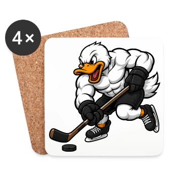 Coole Ente Eishockeyspieler Cartoon - Untersetzer (4er-Set) - Weiß - Vorne