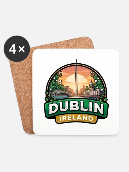 Dublin Ireland Reiseabzeichen Ha Penny Bridge Geschenk - Untersetzer (4er-Set) - Weiß