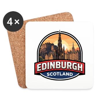 Edinburgh Scotland Reiseabzeichen Castle Royal Mile - Untersetzer (4er-Set) - Weiß - Vorne