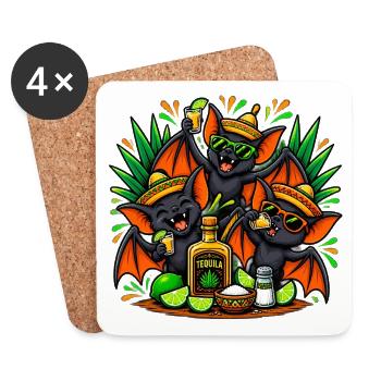 Tequila Fledermaus Fiesta - Untersetzer (4er-Set) - Weiß - Vorne