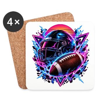 Neon Football Helm Synthwave - Untersetzer (4er-Set) - Weiß - Vorne