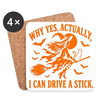 Why Yes Actually I Can Drive a Stick / Halloween - Untersetzer (4er-Set) - Weiß - Vorne