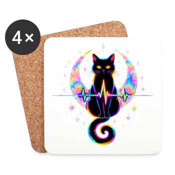 Minimalist Cat Heartbeat - Untersetzer (4er-Set) - Weiß - Vorne
