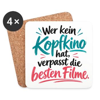 Wer kein Kopfkino hat verpasst die besten Filme - Untersetzer (4er-Set) - Weiß - Vorne