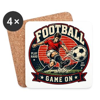 Vintage Fußball Abzeichen Game On - Untersetzer (4er-Set) - Weiß - Vorne