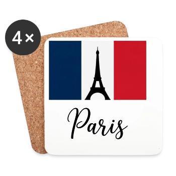 Paris Tricolore & Eiffelturm-Silhouette - Untersetzer (4er-Set) - Weiß - Vorne
