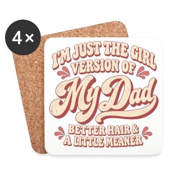 Mädchenversion von My Dad Graphic T-Shirt - Untersetzer (4er-Set) - Weiß - Vorne