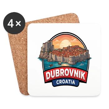 Dubrovnik Kroatien Reiseabzeichen Altstadt-Meer Geschenk - Untersetzer (4er-Set) - Weiß - Vorne