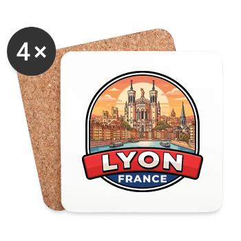 Lyon Frankreich Reiseabzeichen Fourvière-Basilika Geschenk - Untersetzer (4er-Set) - Weiß - Vorne