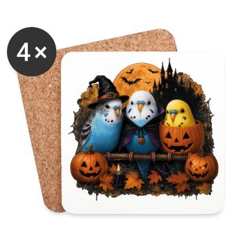 Halloween Wellensittiche - Untersetzer (4er-Set) - Weiß - Vorne