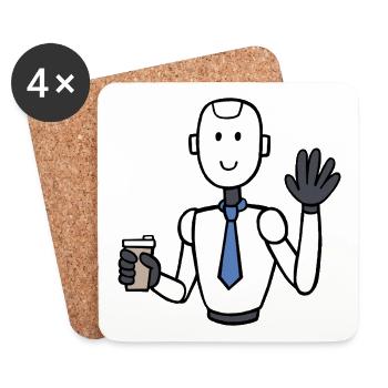 Geschäftsmann-Roboter mit Kaffee - Untersetzer (4er-Set) - Weiß - Vorne