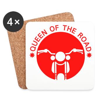 Queen of the Road Motorrad Silhouette - Untersetzer (4er-Set) - Weiß - Vorne