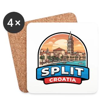 Split Kroatien Reiseabzeichen Diokletians Palast - Untersetzer (4er-Set) - Weiß - Vorne