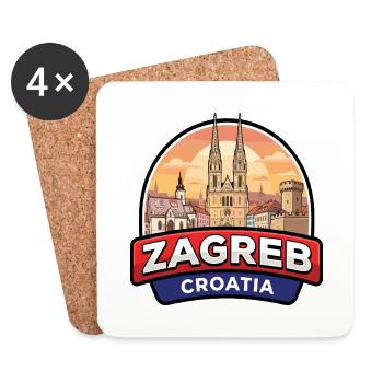 Zagreb Kroatien Reiseabzeichen St. Marks-Kirche Geschenk - Untersetzer (4er-Set) - Weiß - Vorne