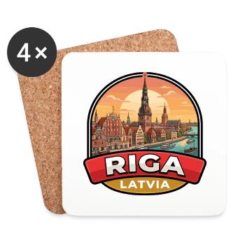 Riga Lettland Reiseabzeichen Haus der Schwarzkopf-Geschenk - Untersetzer (4er-Set) - Weiß - Vorne