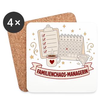 Familienchaos-Managerin Lustiger Mama Spruch - Untersetzer (4er-Set) - Weiß - Vorne