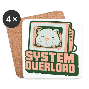 Retro Computer-Kätzchen: System Overload - Untersetzer (4er-Set) - Weiß - Vorne